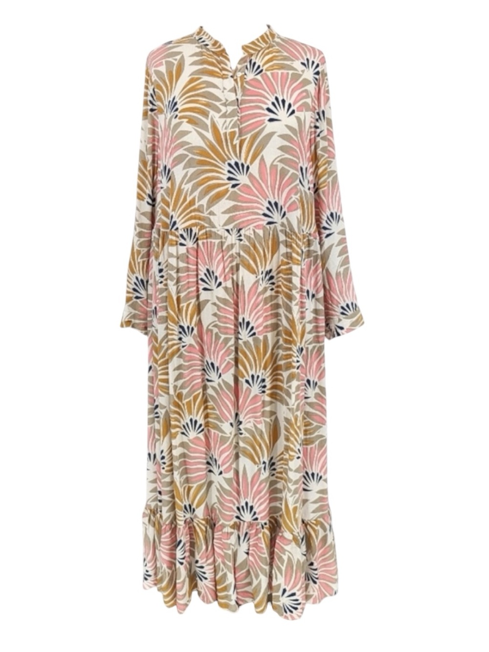 MARE MARE x ANTHROPOLOGIE Lynda Boho Long Sleeve Maxi Dress in Pink/Gold Size S - Picture 5 of 12